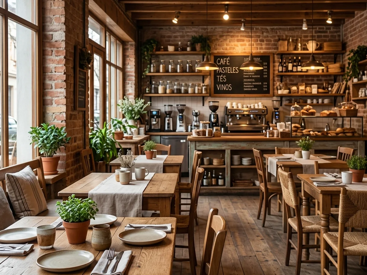 Mesa de restaurante junto a una ventana en un ambiente acogedor